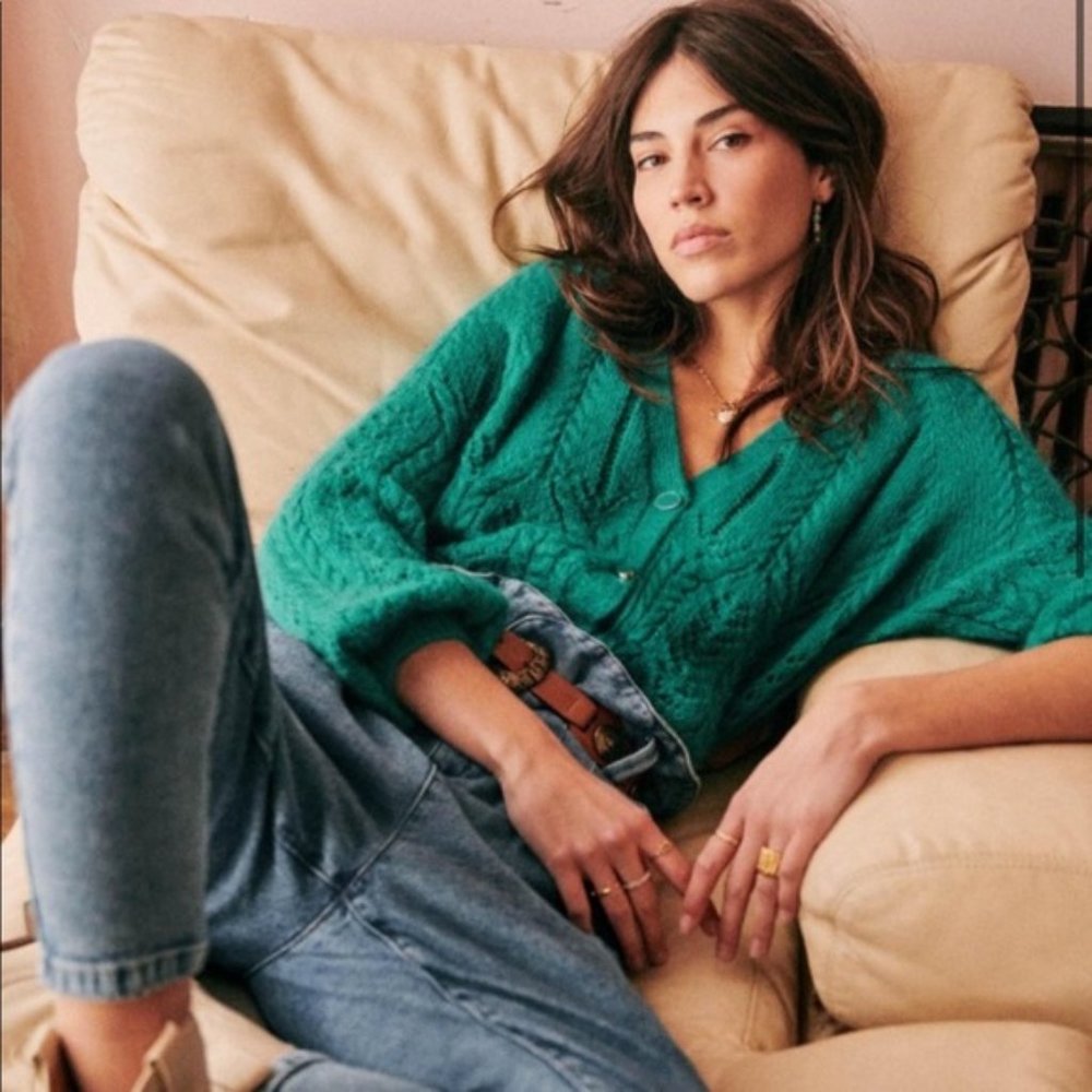 Sezane Augustino jumper (sweater) in emerald green, S